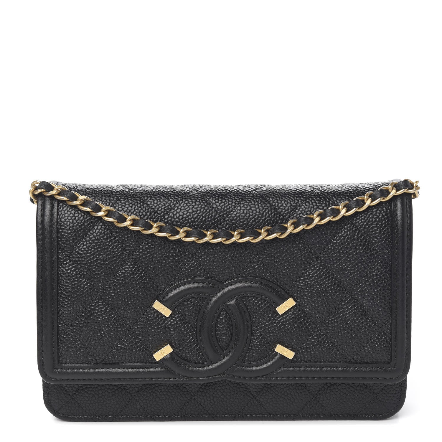 Chanel Caviar Quilted CC Filigree Wallet On Chain WOC Black 1 of 9