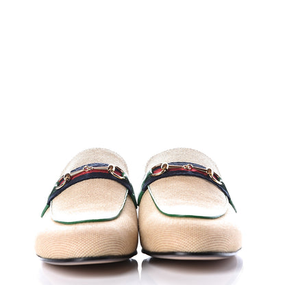 Gucci Canvas Vintage Charlotte Web Womens Princetown Slippers 39 Sand New Shamarock 3 of 11