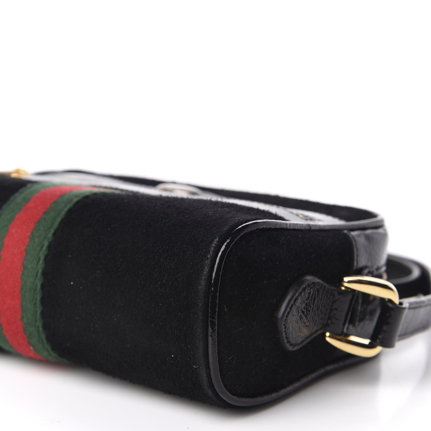 Gucci Suede Patent Web Mini Ophidia Shoulder Bag Black 7 of 10
