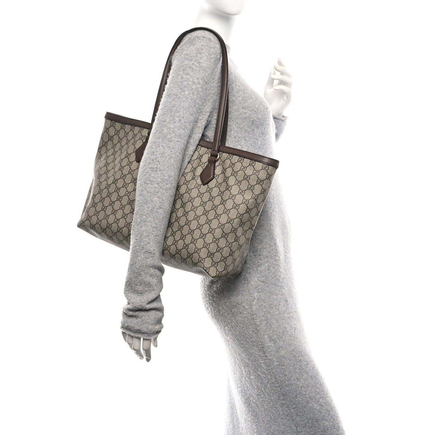GG Supreme Monogram Medium Ophidia Shopping Tote Brown