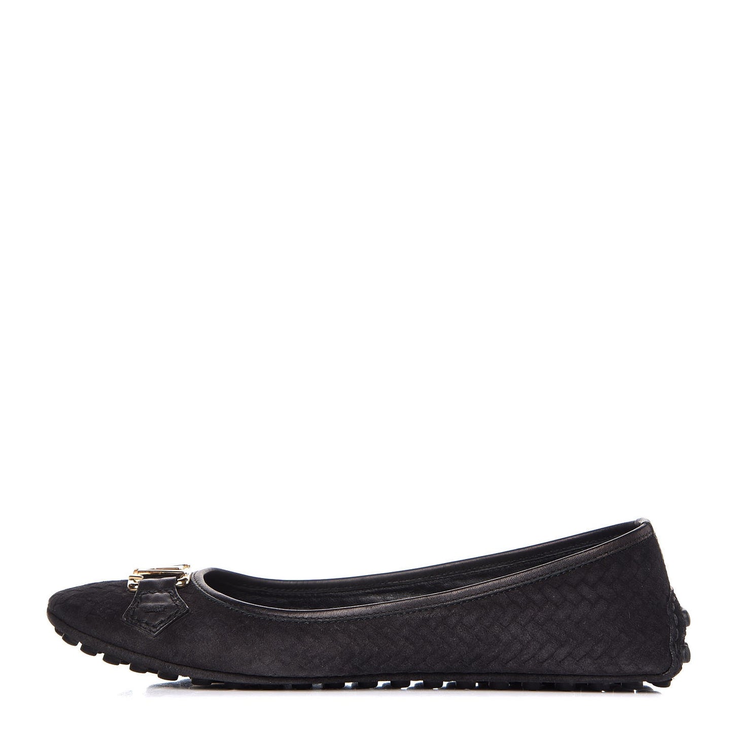 Woven Suede Oxford Ballerina Flats 37 Black