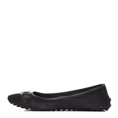 Louis Vuitton Woven Suede Oxford Ballerina Flats 37 Black 1 of 12
