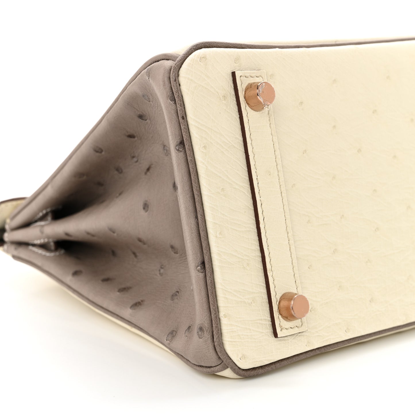 Ostrich Horseshoe Birkin 25 Beton Gris Tourterelle