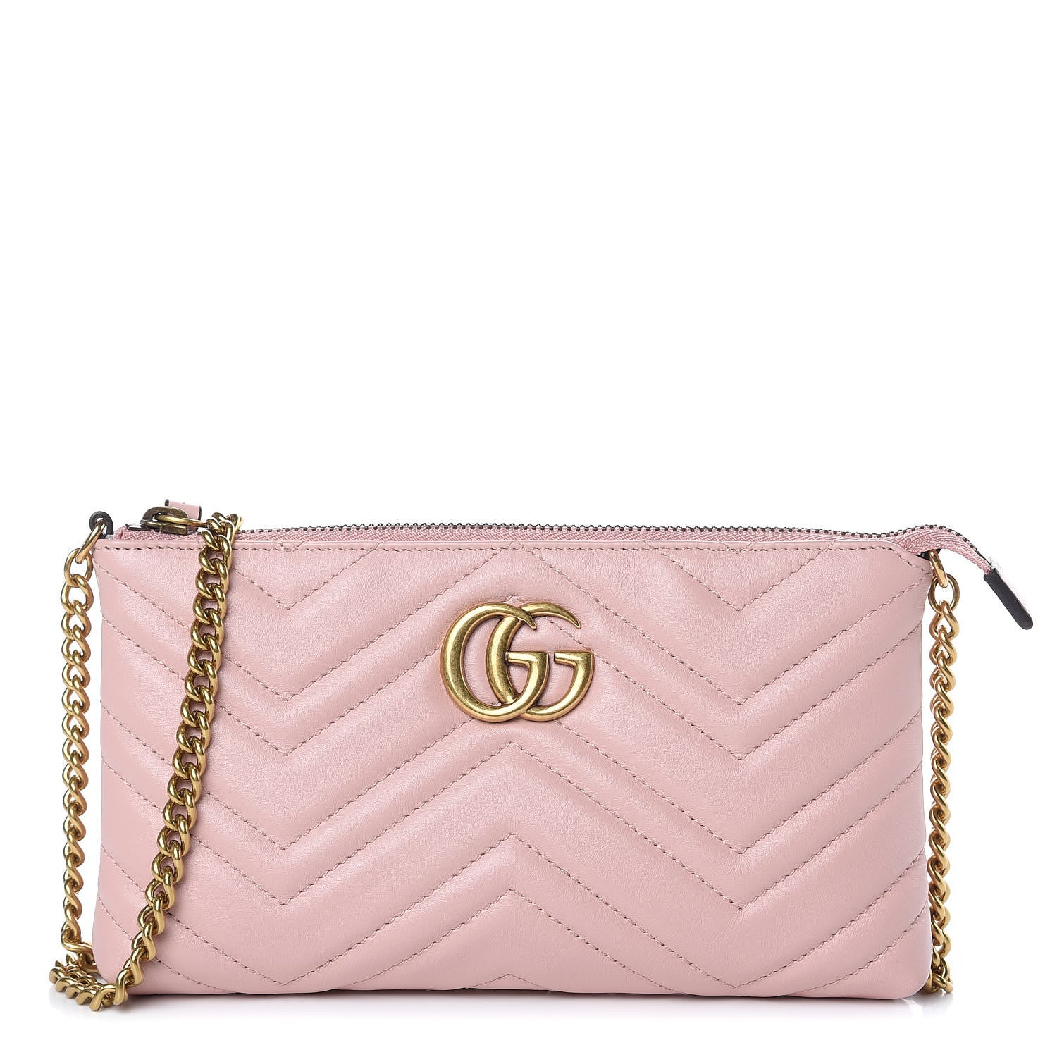 Gucci Calfskin Matelasse Mini GG Marmont Chain Bag Perfect Pink 1 of 10