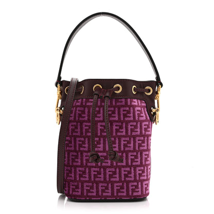 Fendi Chenille Vitello F is Fendi Micro FF Mini Mon Tresor Bucket Bag Rosso Roma 1 of 11