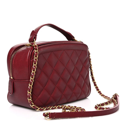 Chanel Calfskin Quilted CC Small Vanity Case Dark Red 3 of 10