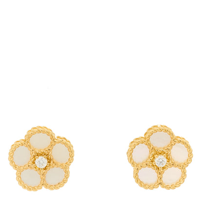 Roberto Coin 18K Yellow Gold Diamond Mother of Pearl Daisy Earrings 1 of 4