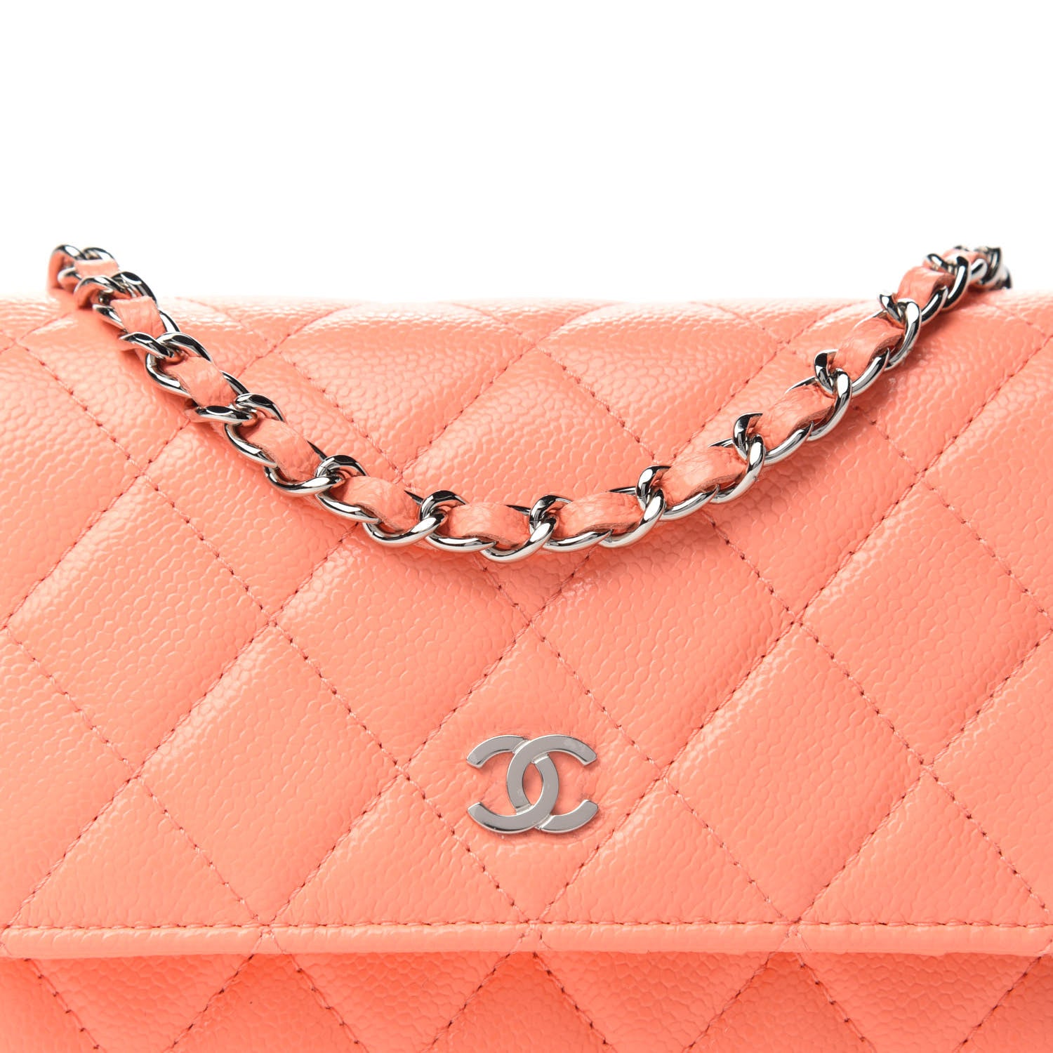 Chanel Caviar Quilted Mini Wallet On Chain WOC Coral 10 of 10