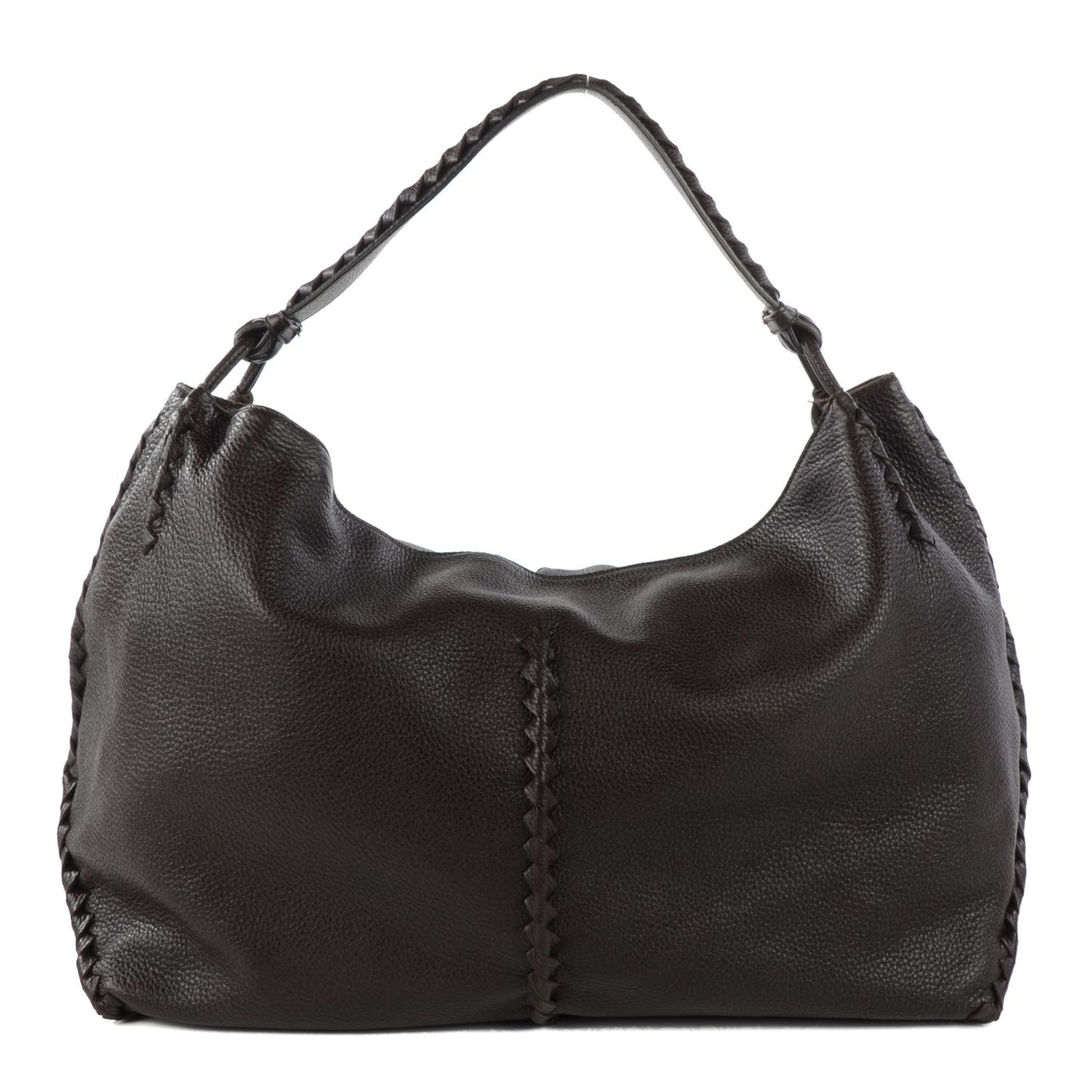 Washed Cervo Deerskin Large Hobo Ebano