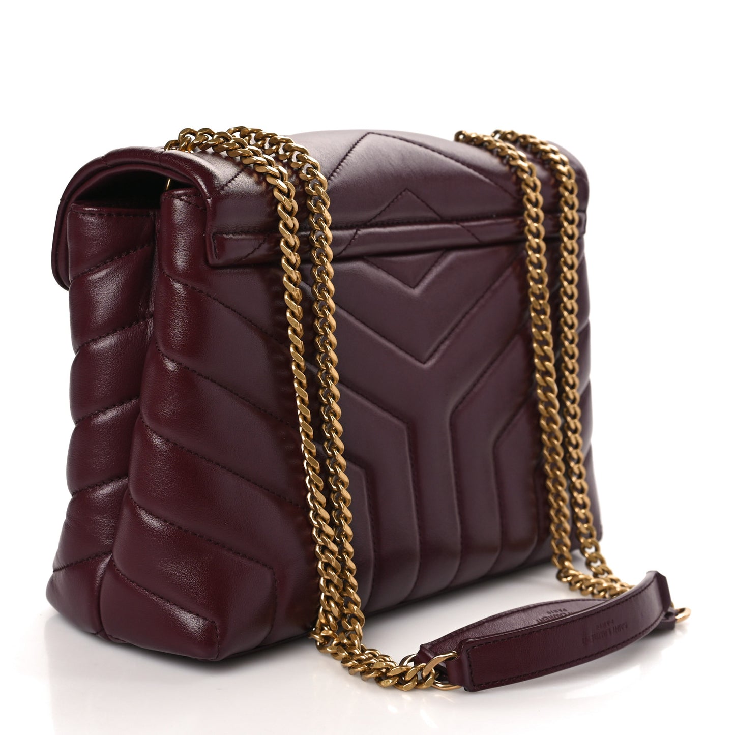 Calfskin Y Quilted Monogram Small Loulou Chain Satchel Dark Legion Red