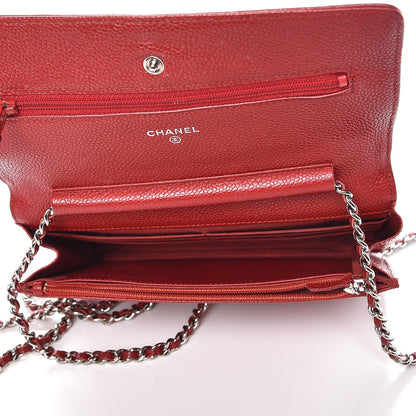 Chanel Caviar Quilted Wallet on Chain WOC Red 5 of 11