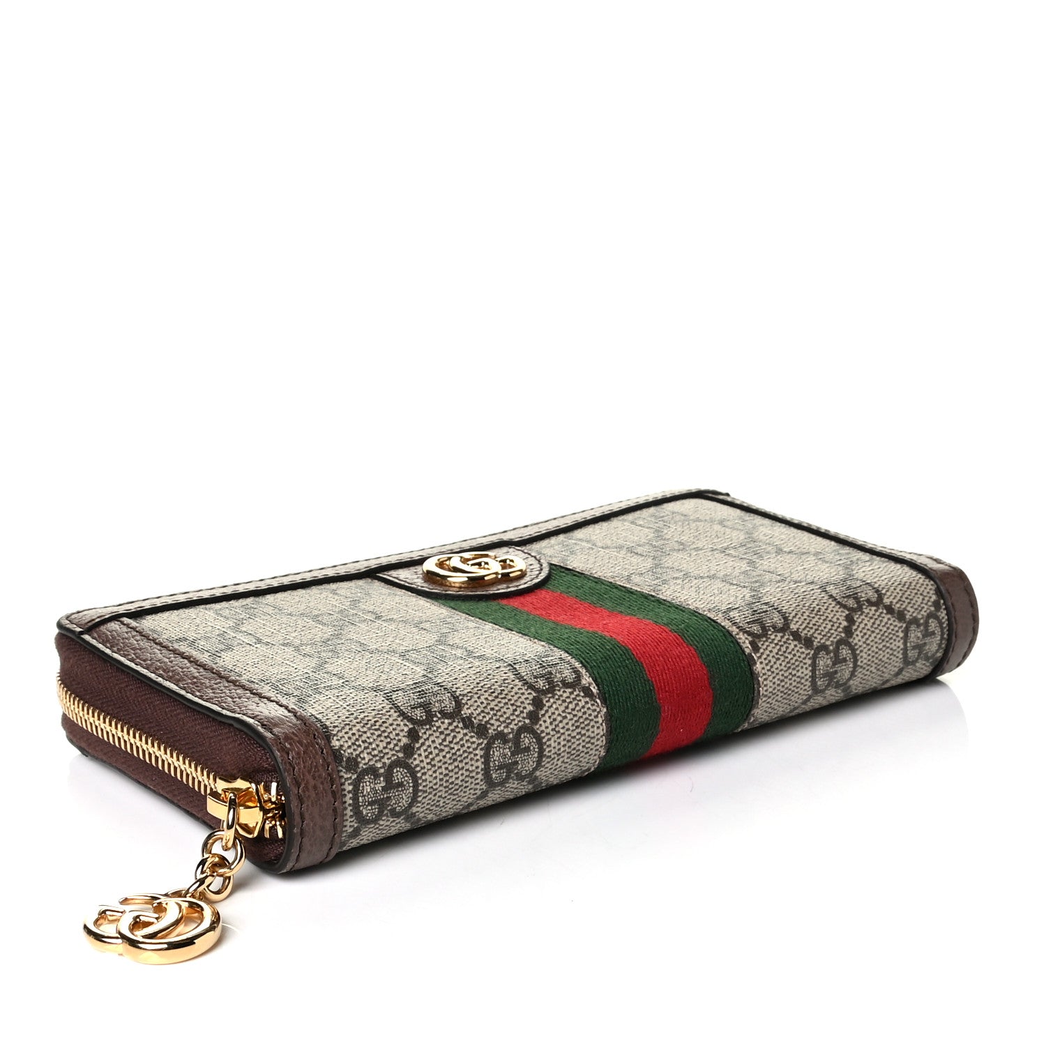 Gucci GG Supreme Monogram Web Ophidia Zip Around Wallet Brown 3 of 5