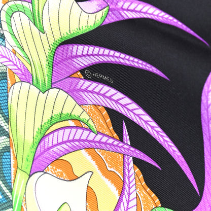 Hermes Silk La Marche Du Zambeze Scarf 90 Black Vert Orange 3 of 6