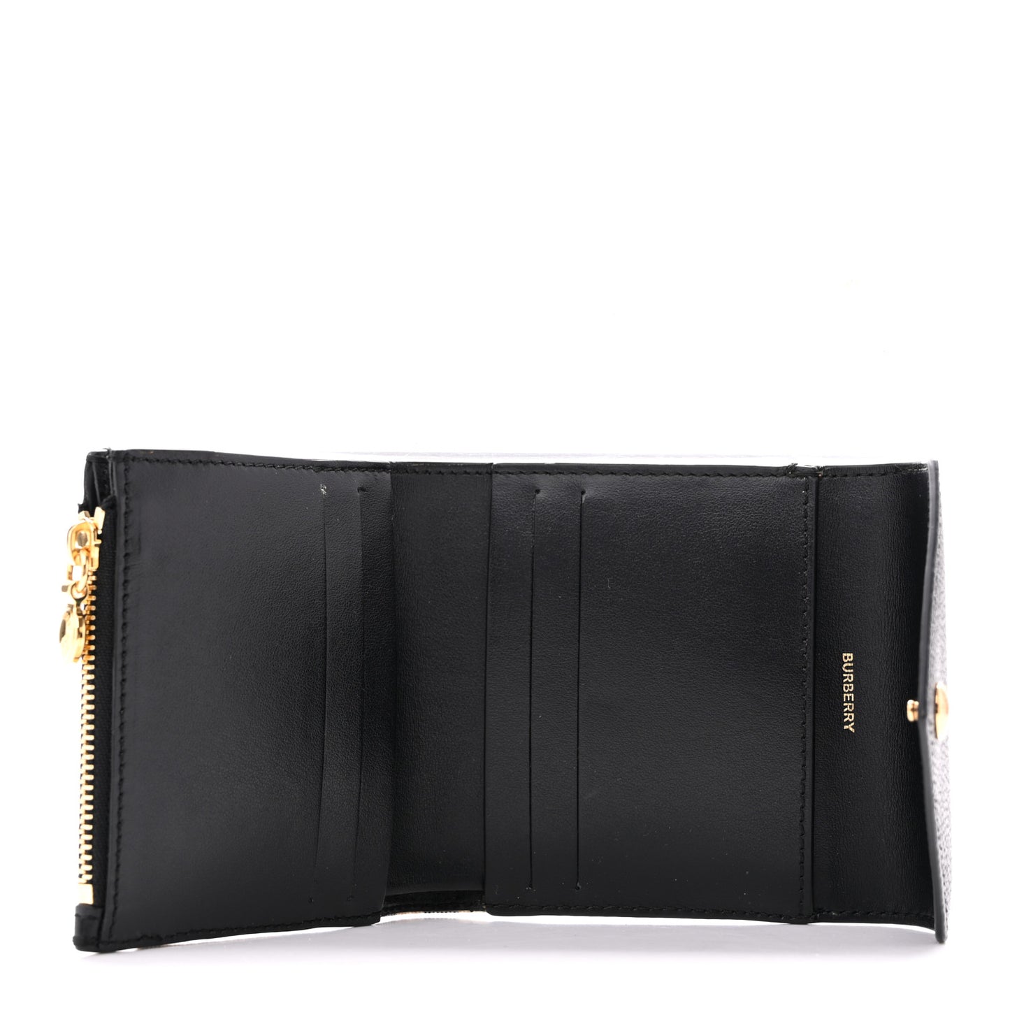 Grainy Calfskin Vintage Check Lila Tri-Fold Wallet Black