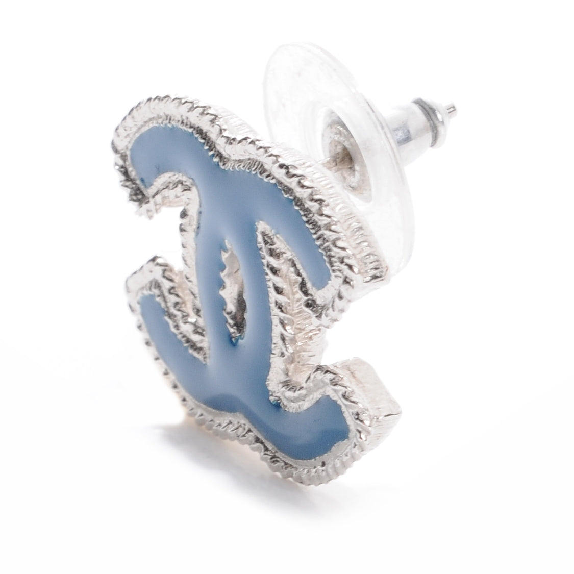 Chanel Enamel CC Earrings Blue 4 of 4
