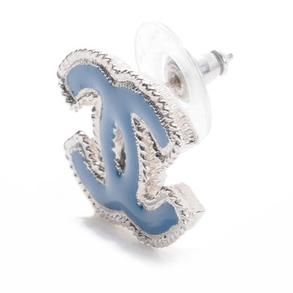 Chanel Enamel CC Earrings Blue 4 of 4