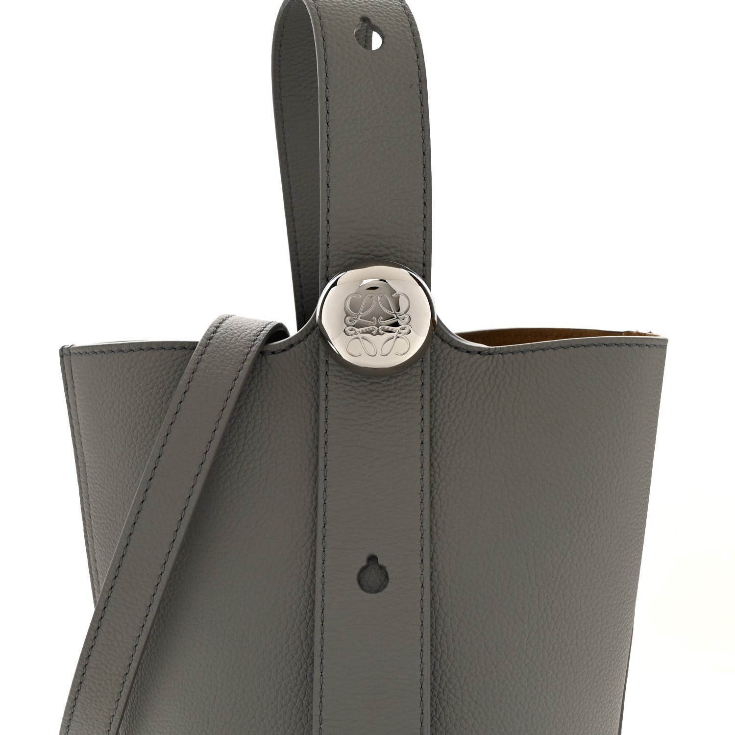 Loewe Soft Grained Calfskin Mini Pebble Bucket Bag Pearl Grey 8 of 11