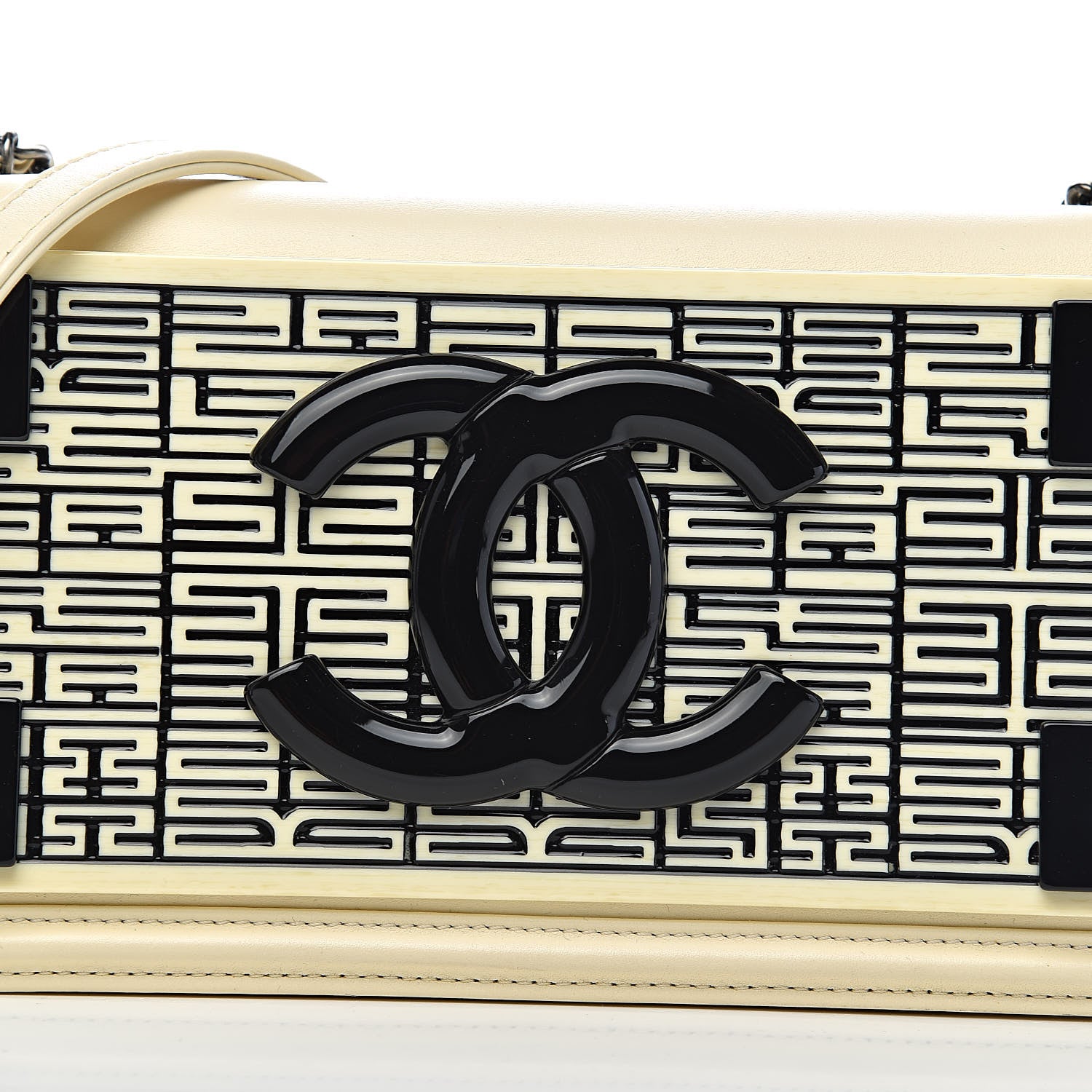 Chanel Lambskin Plexiglass Seamless Greek Horizontal Boy Brick Flap Dark White 13 of 13