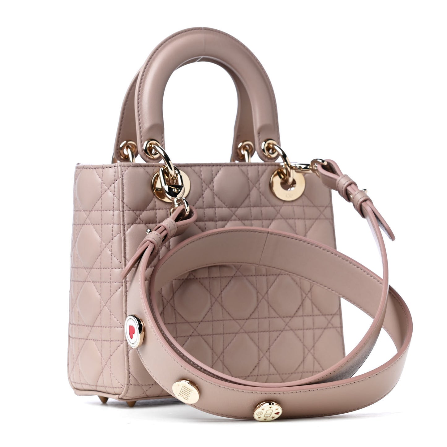 Lambskin Cannage Small Lucky Badges My Lady Dior Taupe