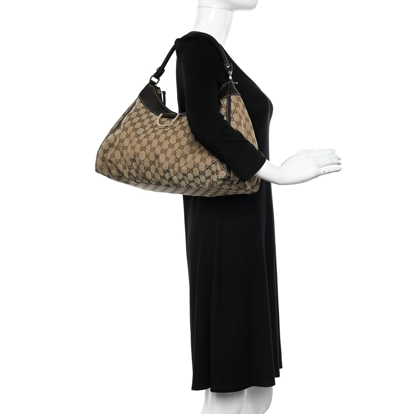 Monogram Large D Gold Hobo Dark Brown