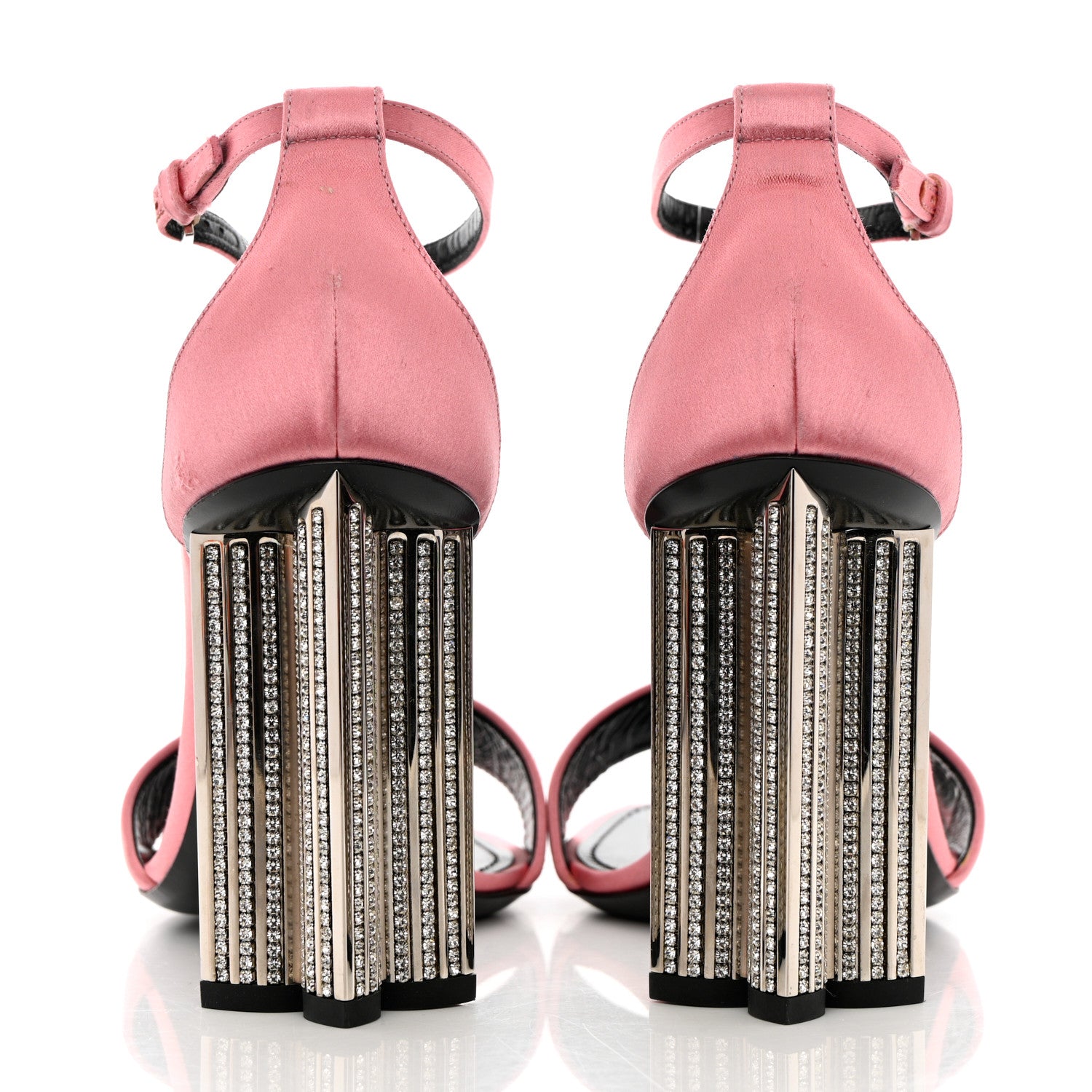 Louis Vuitton Satin Crystal Silhouette Sandals 39 Pink 5 of 14