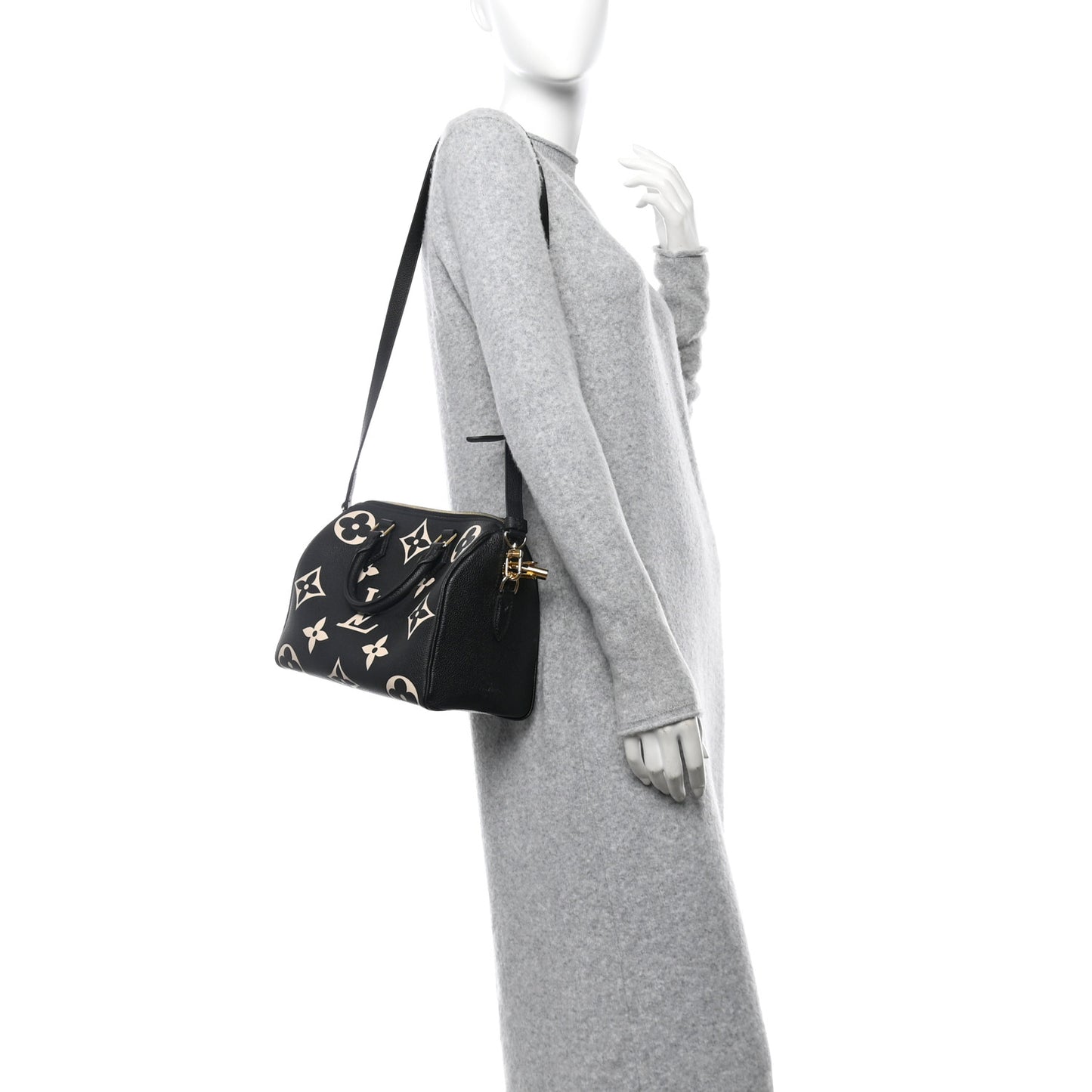 Empreinte Monogram Giant Speedy Bandouliere 25 Black Beige