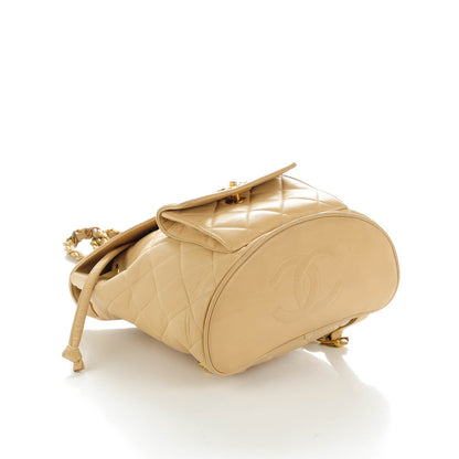 Chanel Lambskin Quilted Backpack Beige 4 of 10