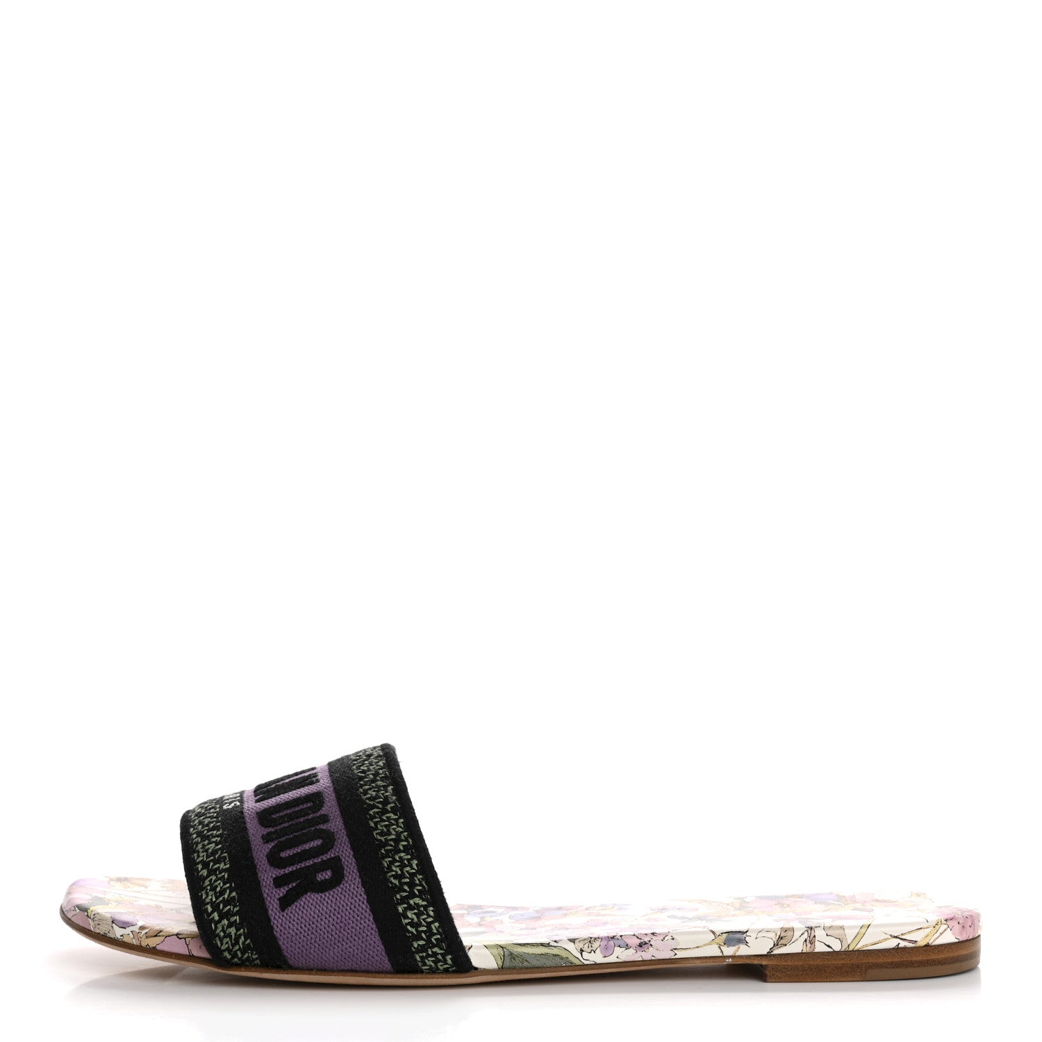 Christian Dior Canvas Embroidered 4 Saisons Dway Flat Slide Sandals 41 Lilac 1 of 9