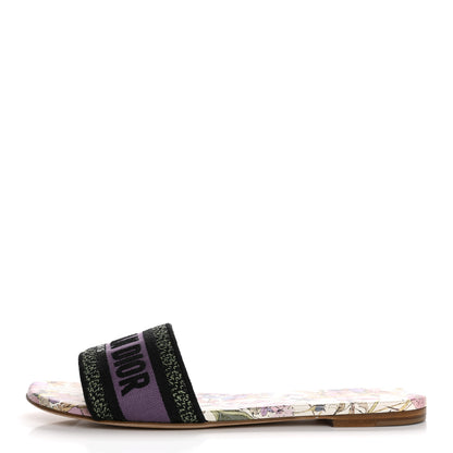 Christian Dior Canvas Embroidered 4 Saisons Dway Flat Slide Sandals 41 Lilac 1 of 9