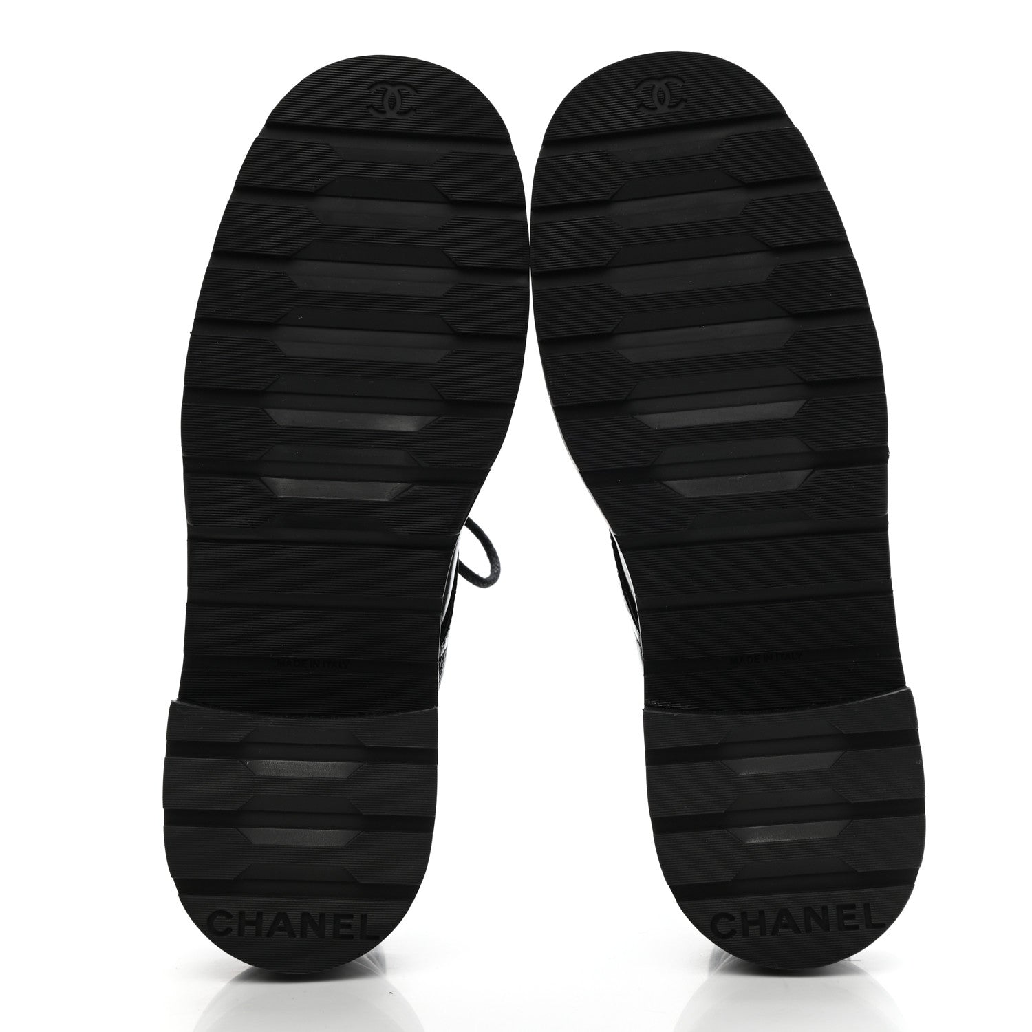 Chanel Shiny Calfskin Quilted Lace Up Combat Boots 40.5 Black 5 of 9