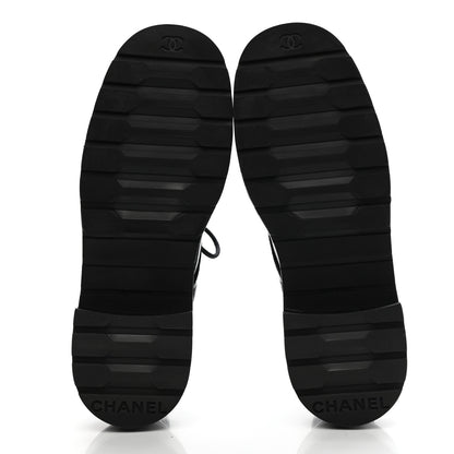 Chanel Shiny Calfskin Quilted Lace Up Combat Boots 40.5 Black 5 of 9