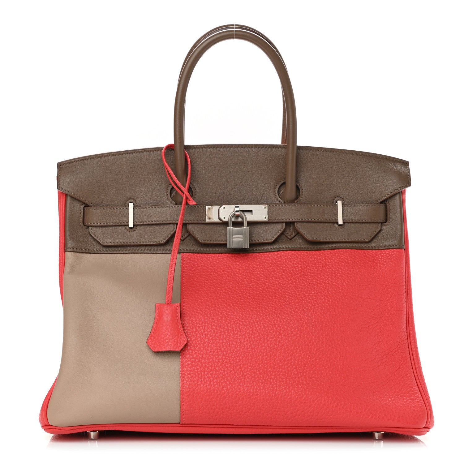 Hermes Taurillon Clemence Swift Tri-Color Birkin 35 Rose Jaipur Argile Etoupe 1 of 11