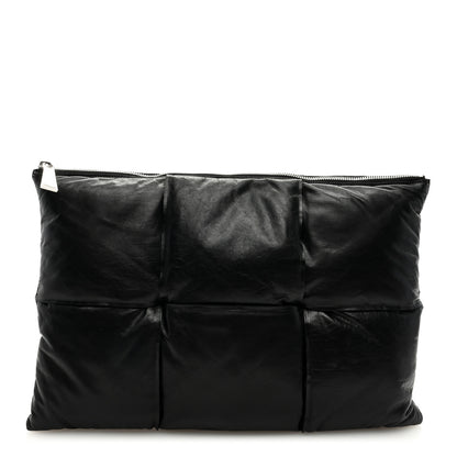 Bottega Veneta Calfskin Maxi Intrecciato Clutch Black 1 of 6