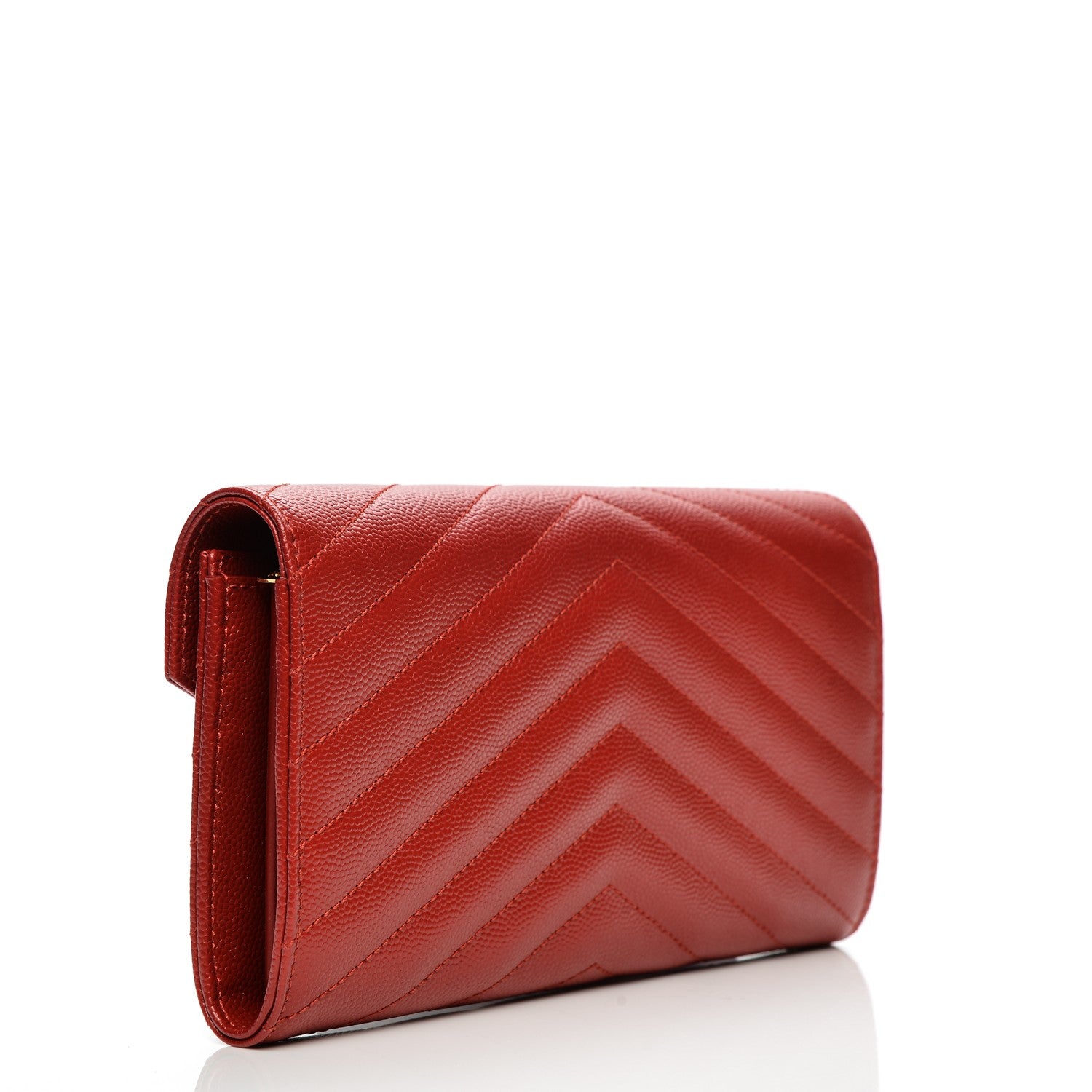 Saint Laurent Grain De Poudre Matelasse Chevron Monogram Wallet New Red 3 of 8