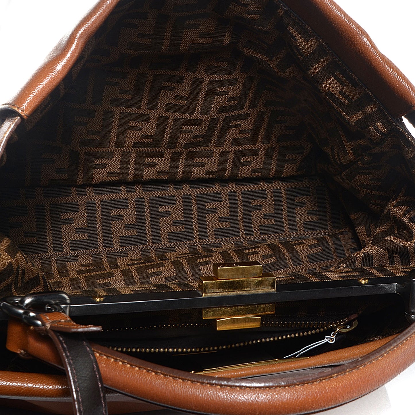 Goatskin Zucca Large Peekaboo Iconic Satchel Cuoio Tobacco Moro