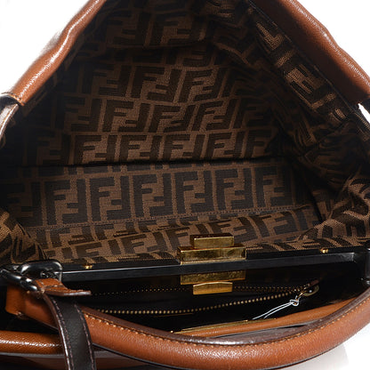 Fendi Goatskin Zucca Large Peekaboo Iconic Satchel Cuoio Tobacco Moro 6 of 11