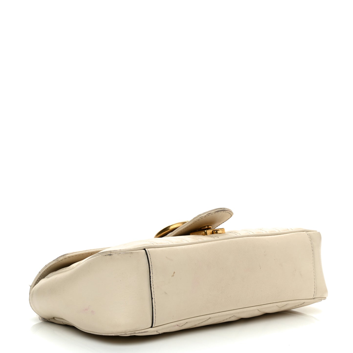 Calfskin Matelasse Small GG Marmont Shoulder Bag White