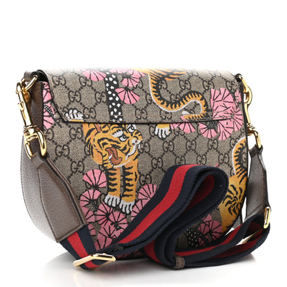 Gucci GG Supreme Monogram Bengal Web Medium Padlock Messenger Shoulder Bag Beige Pink 3 of 10