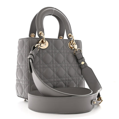Christian Dior Lambskin Cannage Small My ABCDior Lady Dior Grey 3 of 12