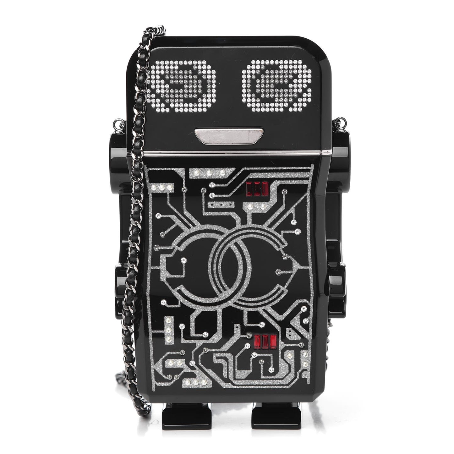 Plexiglass Crystal Robot Minaudiere Clutch Black
