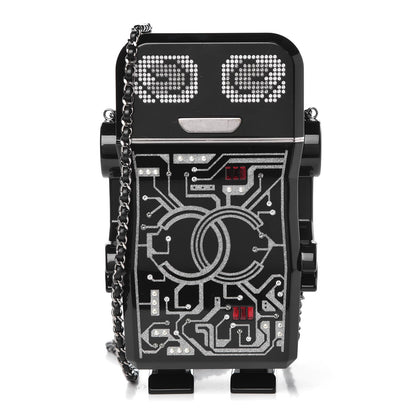 Chanel Plexiglass Crystal Robot Minaudiere Clutch Black 5 of 51