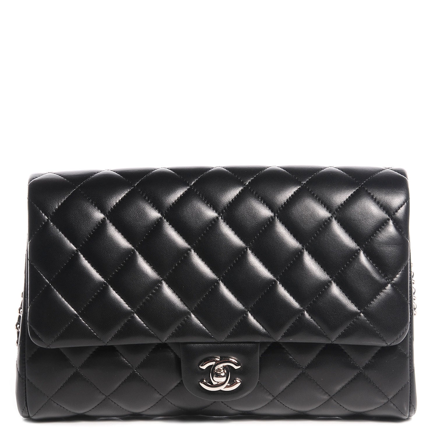 Chanel Lambskin Quilted Clutch With Chain Flap Black 1 of 9