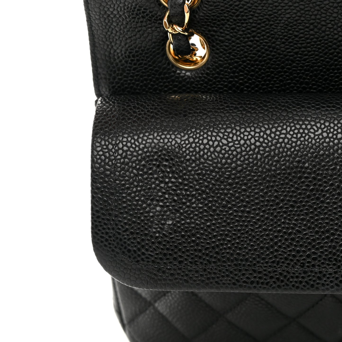 Caviar Quilted Medium Double Flap Black