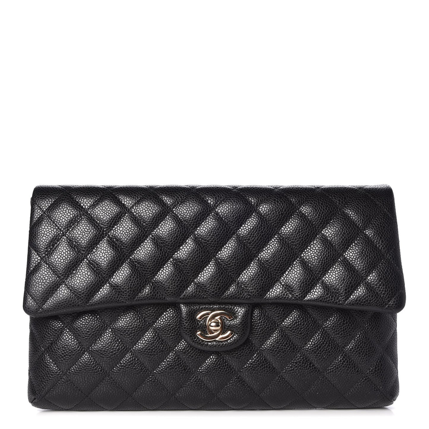 Caviar Quilted Flap Clutch Black