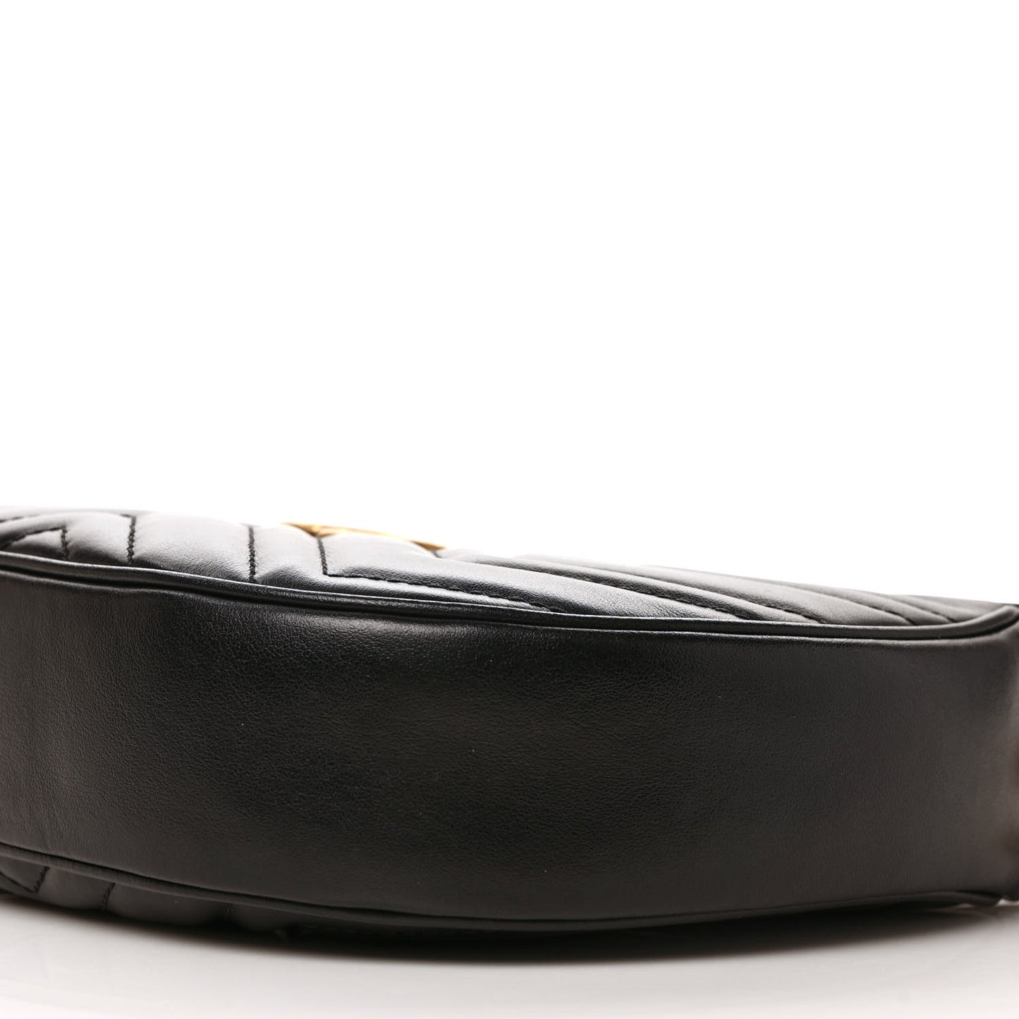 Calfskin Matelasse Chevron Mini GG Marmont Half Moon Hobo Black