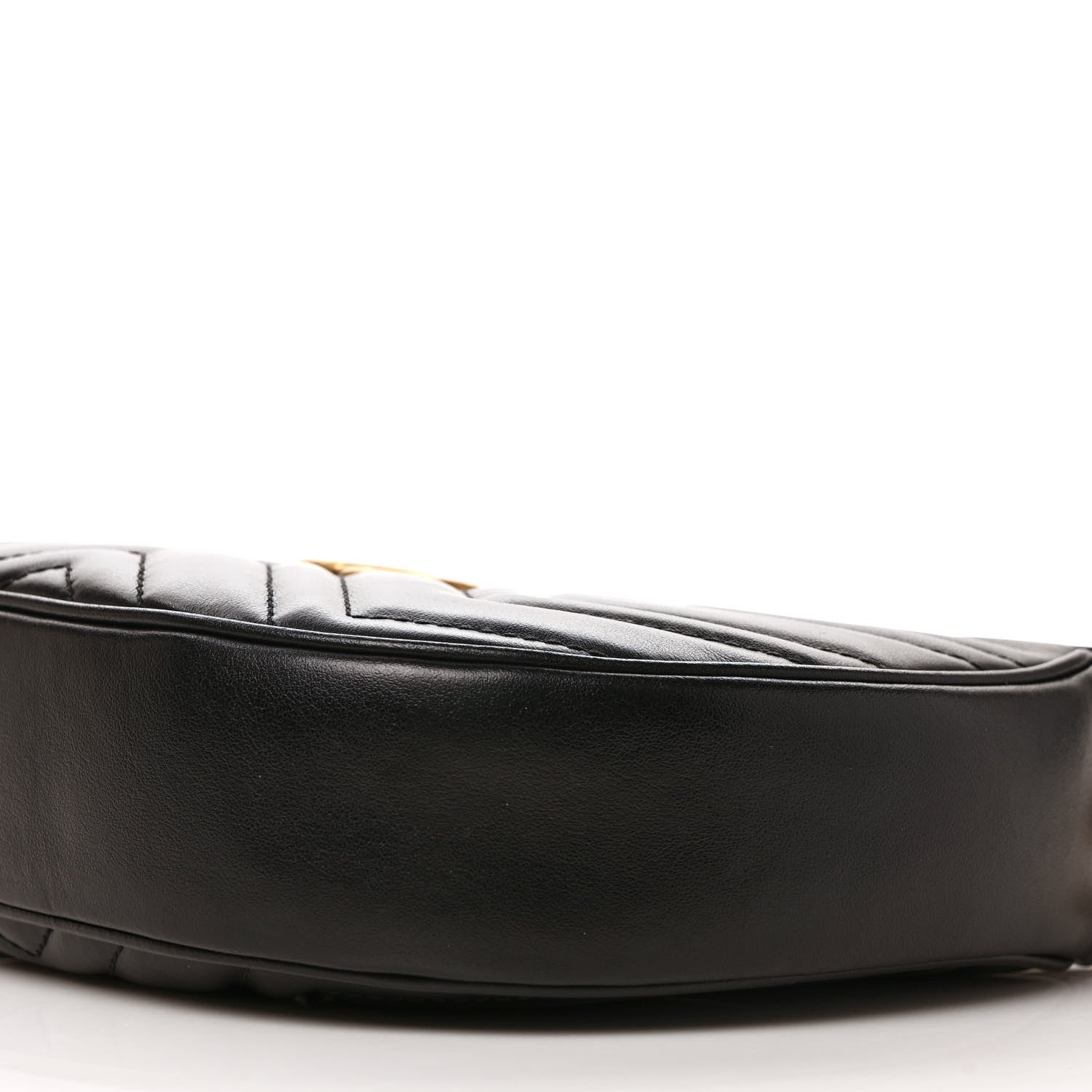 Gucci Calfskin Matelasse Chevron Mini GG Marmont Half Moon Hobo Black 8 of 9