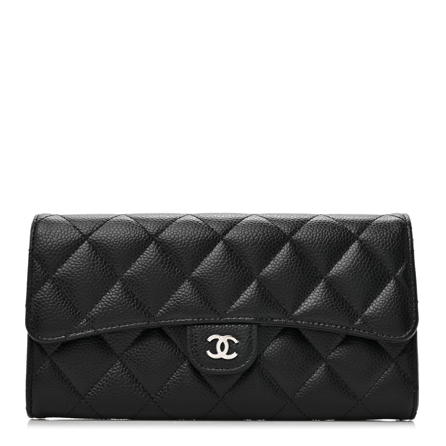Chanel Caviar Quilted Large Gusset Flap Wallet Black 1 of 9