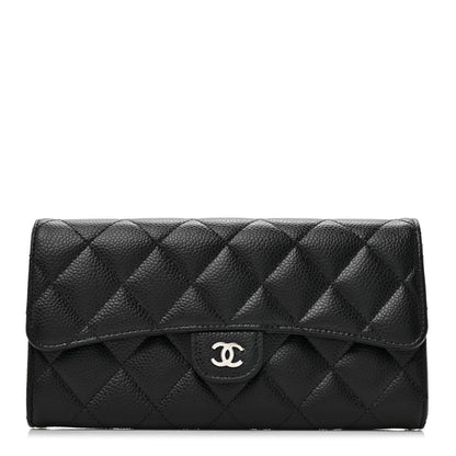 Chanel Caviar Quilted Large Gusset Flap Wallet Black 1 of 9