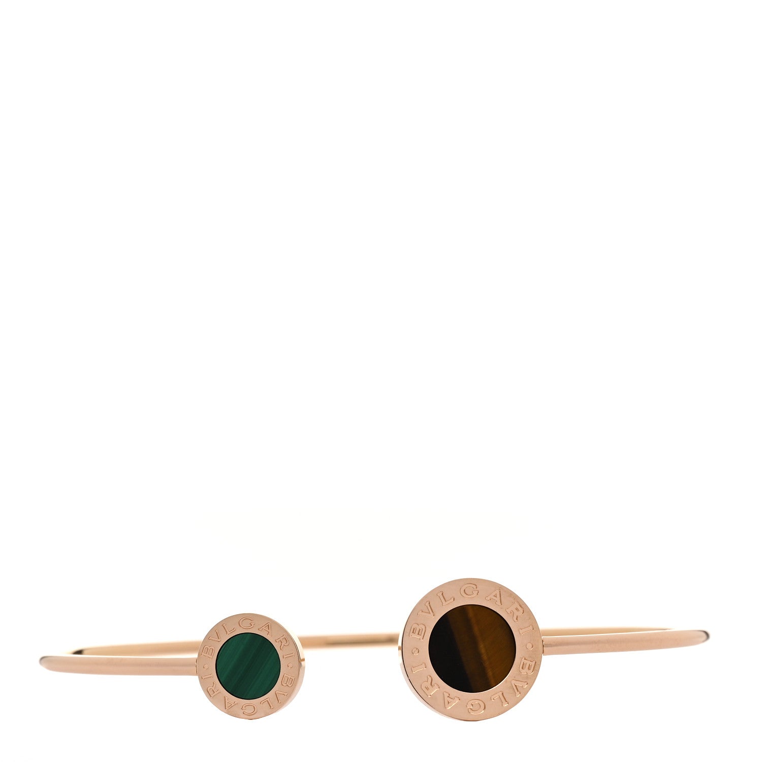 Bulgari 18K Rose Gold Malachite Tiger's Eye BVLGARI BVLGARI Cuff Bracelet M 1 of 4