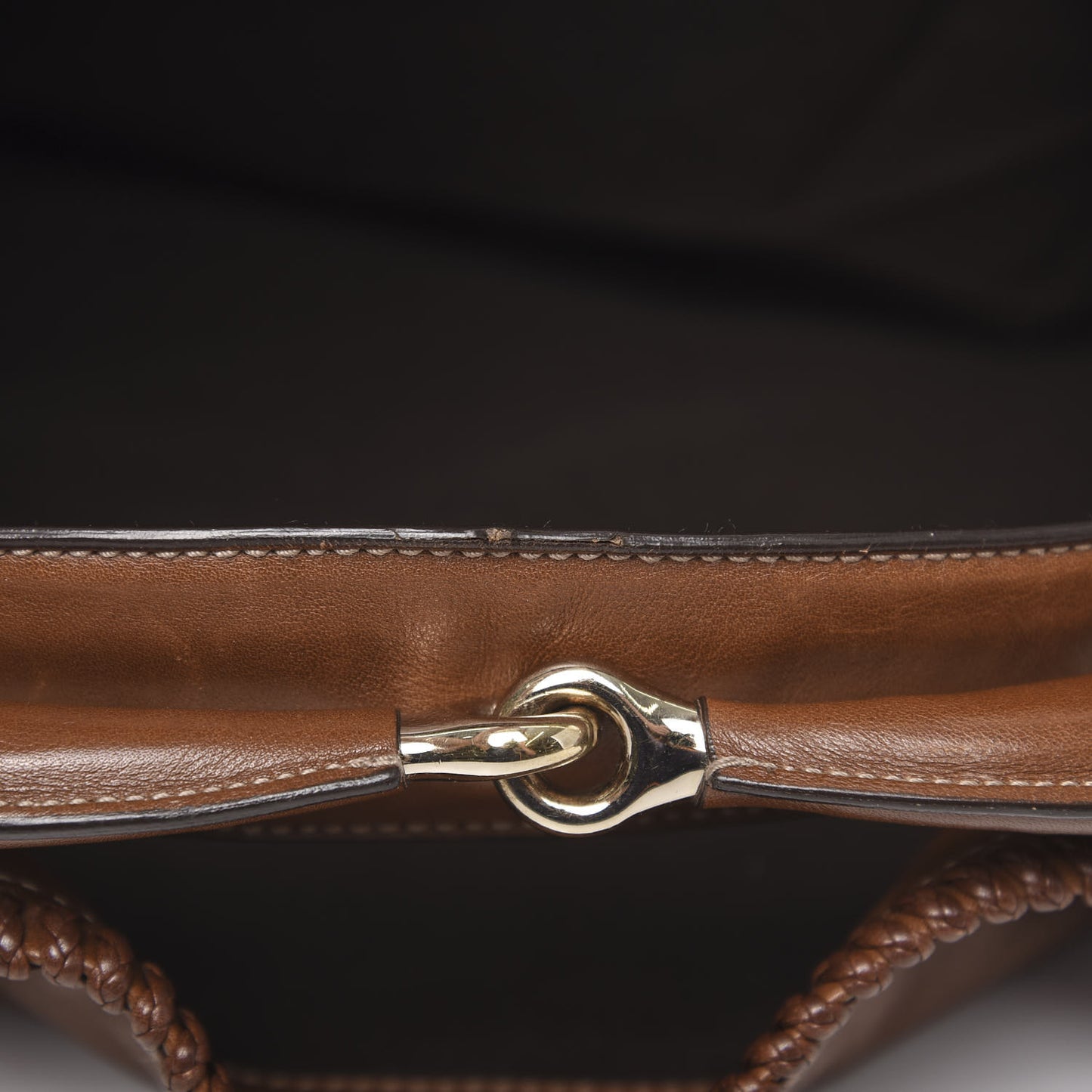 Calfskin Large Horsebit Chain Hobo Brown